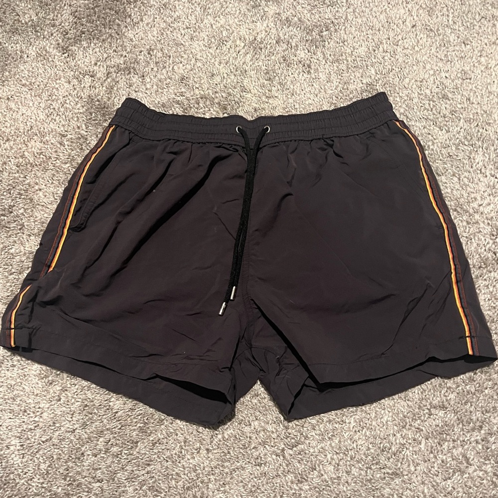 Paul Smith Size Small Black Swim Trunks With Contrasting Stripe